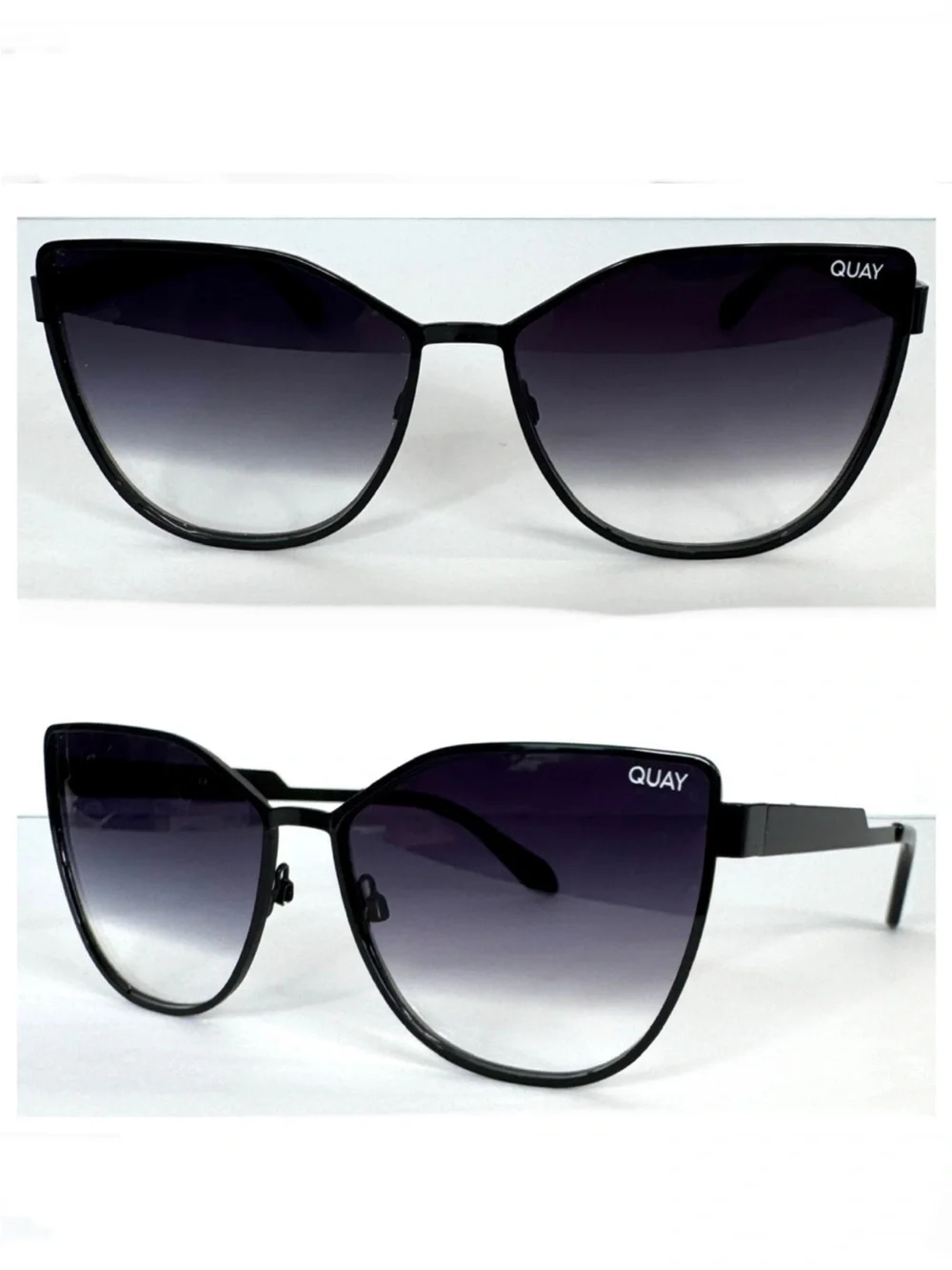 QUAY AUSTRALIA In Pursuit Cat Eye Sunglasses Black Fade